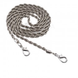 GÜMÜŞ RENGİ BÜKÜMLÜ HALAT MODEL METAL ÇANTA ZİNCİRİ/120 CM